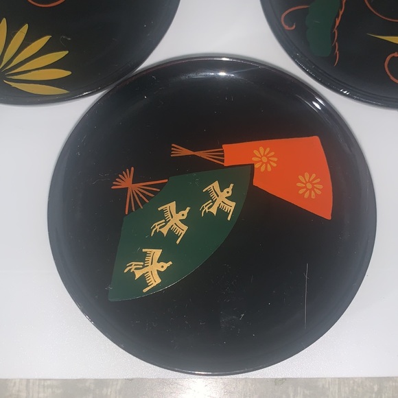 Vintage Japanese inspired coaster set in container - Picture 5 of 9